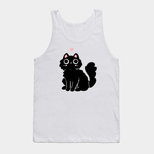 Cute black cat with a pink heart illustration Tank Top